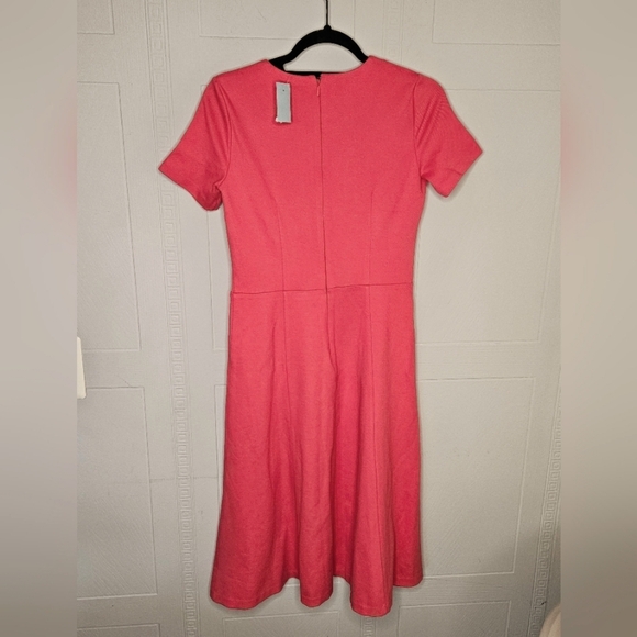 Ann Taylor Midi Flare Dress Salmon Knit Short Sleeve Round Neck Sz 4 PETITE NWT - Picture 5 of 15